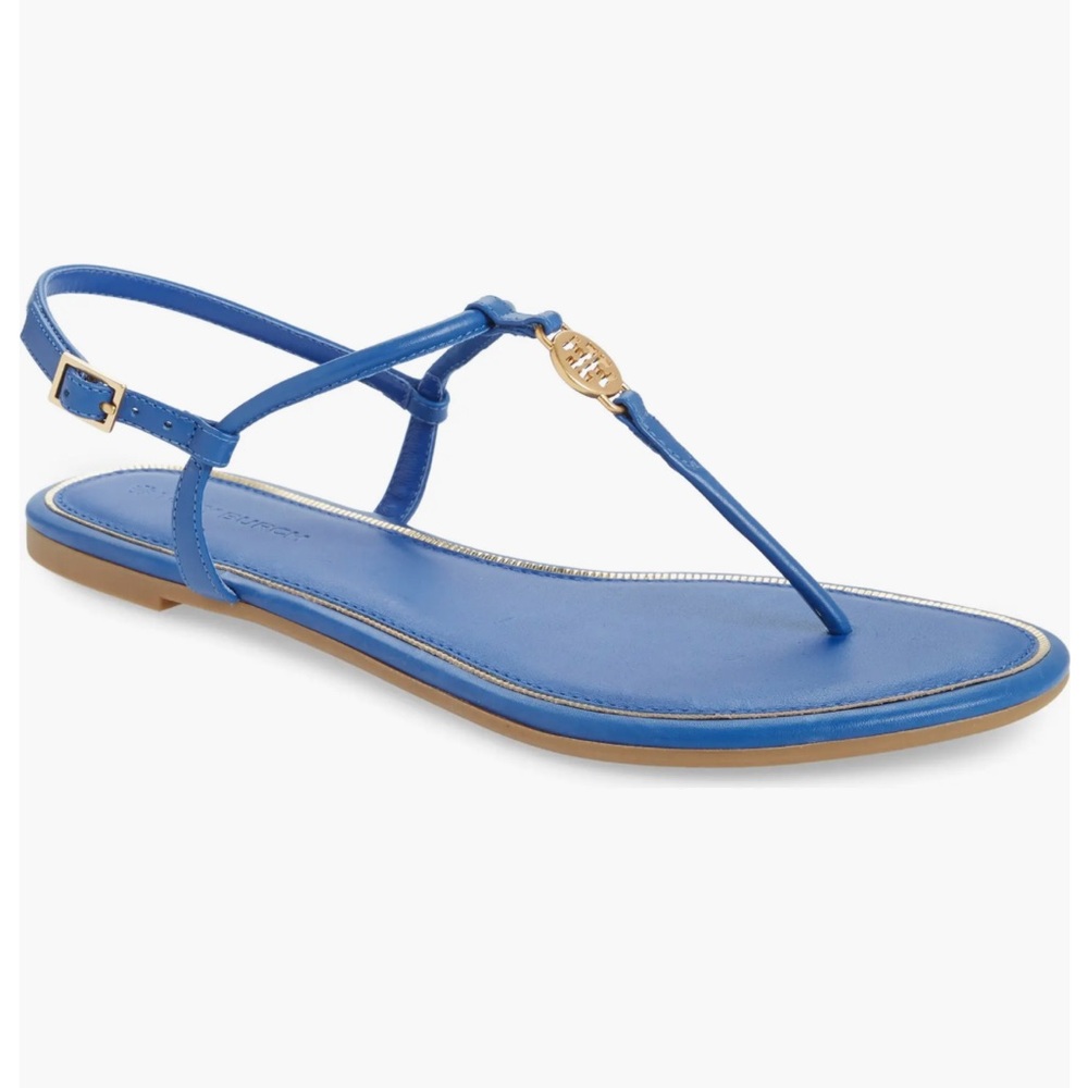 Tory Burch Blue Leather Thong Sandals Size 9 Summer